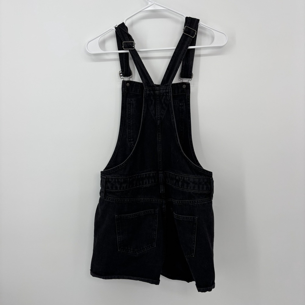 Madewell Denim Short Overalls Black Wash Raw Hem Women's Size XS - Picture 2 of 9